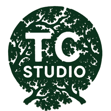 Tree Crown Studio mark, a tree inside a circle reading TC Studio